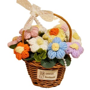 AYOYO 2025 festa della mamma sbuffo cesto <span class=keywords><strong>di</strong></span> <span class=keywords><strong>fiori</strong></span> fatto a mano gancio <span class=keywords><strong>di</strong></span> lana tessitura a sbuffo fiore margherita cesto <span class=keywords><strong>di</strong></span> vita eterna fiore - Product Image 1