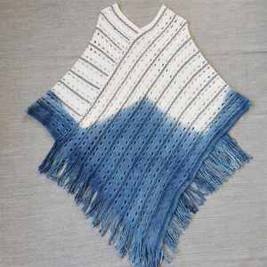 Bufanda de Algodón Puro para Mujer, con Borlas Artísticas, Teñida a Mano con Técnica Tie-Dye, Color Índigo, Estilo Étnico, Ligera, para Invierno - Product Image 5