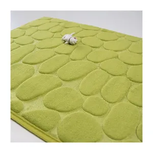 China Supplier Customized Embossed Stone Bath Mat Super Absorbent Memory Foam Bath Mat Washable For Bathroom