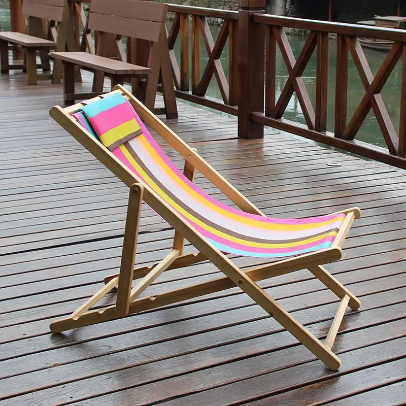 Chaise de pêche pliante en bois bon marché, chaises de plage de jardin