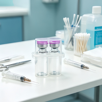Étui de voyage écologique 2 compartiments pour flacons de peptides 3 ml, boîte en PP + flacons en verre + bouchon à clapet + bouchon de retenue, kit complet, fournitures de laboratoire en vrac OEM
