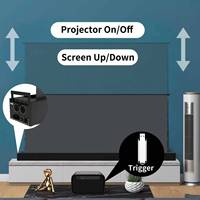 Écran de projection ALR à sol levant avec système audio, grille noire CBSP et Fresnel 16:9 4K/8K pour projecteur de cinéma maison