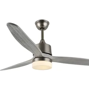 Household electric fan multi color led light sand nickle color 52 inch silent dc motor 6 speeds fan