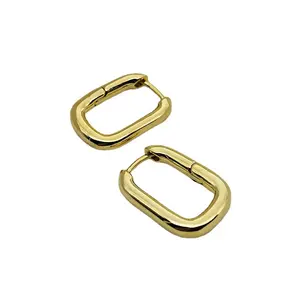 Best Selling French Gold Chic O Shaped Hoop Earrings Women's Chunky Hoops Geometrical Brass Earrings Minimalist Crystal Crafts