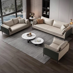 Bureau en cuir canapé simple <span class=keywords><strong>salle</strong></span> <span class=keywords><strong>de</strong></span> <span class=keywords><strong>réception</strong></span> d'affaires trois personnes table basse ensemble 3 + 2 + 1 loisirs peut dormir - Product Image 6