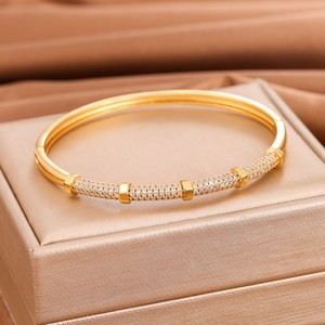Gold Plated <b>Copper</b> Tennis <b>Bracelet</b> Double Row Zircon Geometric Design Gift Jewelry Fall 2024 Yiwu Origin - Product Image 1