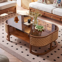 Ensemble de canapés de salon en rotin et bois de frêne vintage moderne personnalisable