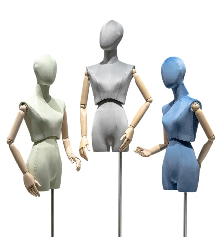 كوري اللون سيدة عرض اللباس شكل الجذع نماذج المرأة مرنة العلوي الجسم المخملية نصف الجسم الإناث عارضة أزياء