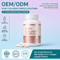 Capsule de collagène complexe 14-en-1 OEM ODM Marque privée Vente en gros Mélange de haute qualité pour la peau, les cheveux et les ongles
