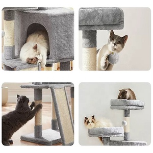 <strong>Cat</strong> Tower House Modern Gray Interactive Toys Plush <strong>Cat</strong> Bed <strong>Condo</strong> with Scratcher - Product Image 3