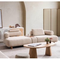 Meubles de salon modernes italiens haut de gamme, ensemble de canapés modulaires en tissu polaire, fauteuils et console centrale pour appartement
