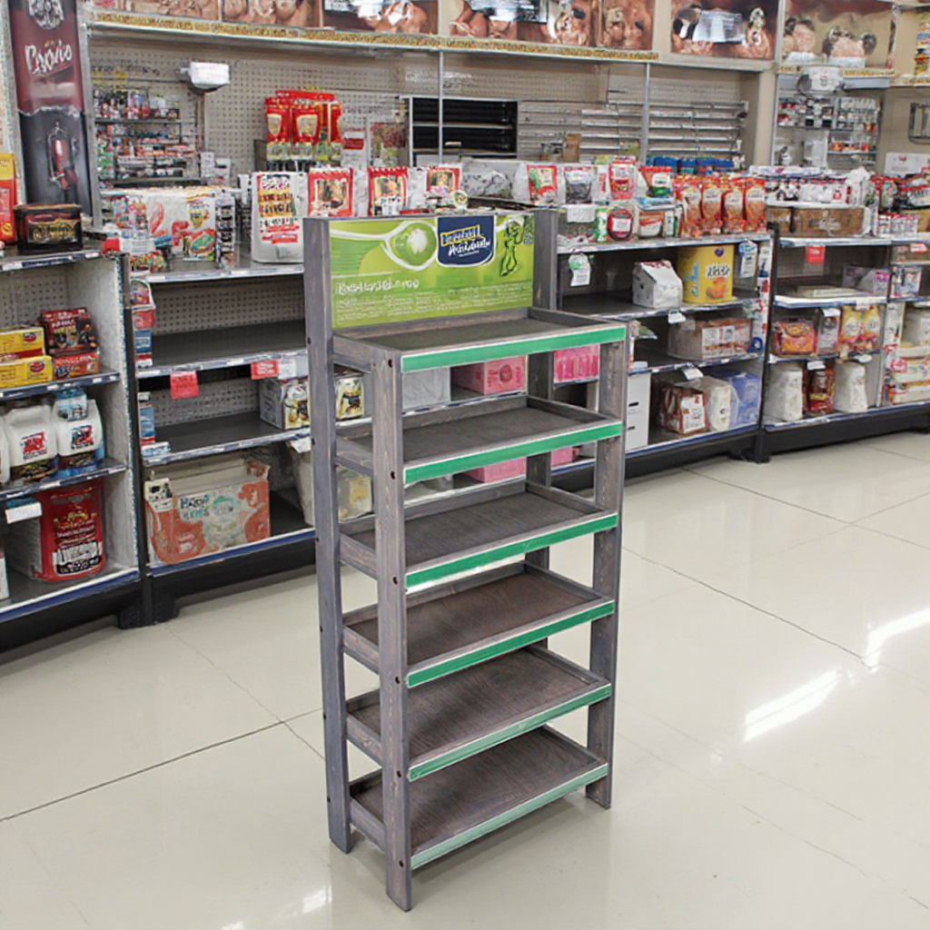 Customized Pinewood Shop Display Unit Candy Stand with Levelers for Candy Stores Supermarket Shelves — view 2