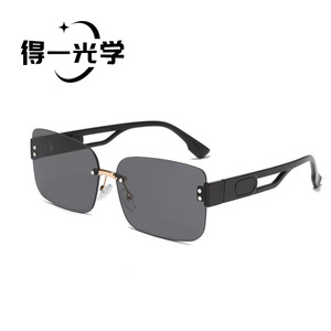 Frameless <b>Sunglasses</b> Black Metal UV400 Women Fashion Sun Protection - Product Image 2