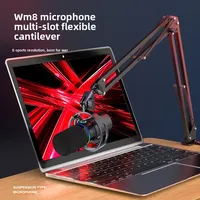 WM8 USB Podcast Microphone filaire Ordinateur Micro Studio Microphone d'enregistrement Mic RGB Gaming Microphone à condensateur avec support