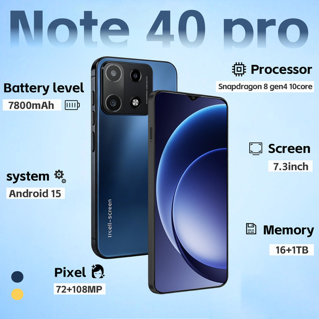 Note 40 Pro  CE Telephone 5G Battle Station Snapdragon 8 Gen 4 Deca Core 7.3 Inch Dot Notch AMOLED  16GB 1TB 8000mAh Warp Charge