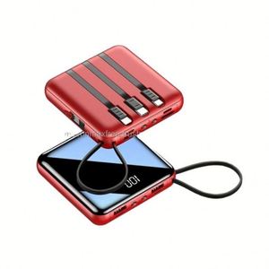 Batteries externes polymères haute capacité 10000 mAh avec câbles intégrés, poignée et lampe torche – Articles promotionnels électroniques imprimés en typographie - Product Image 1