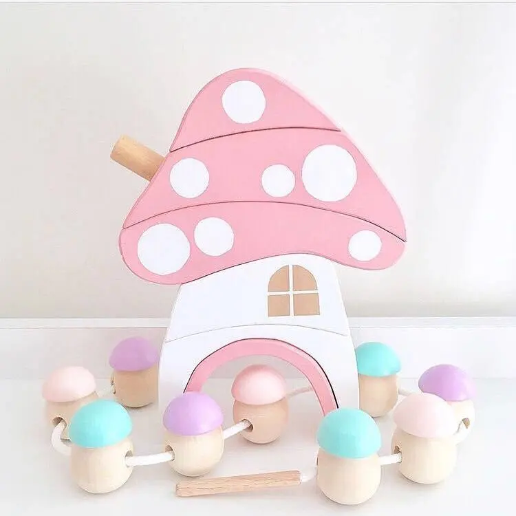 Best sale toy Wooden Bedroom cartoon cute decorative Rainbow Stacker Wood