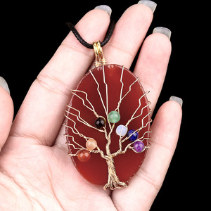 Pendentif <span class=keywords><strong>Arbre</strong></span> <span class=keywords><strong>de</strong></span> <span class=keywords><strong>Vie</strong></span> en forme <span class=keywords><strong>de</strong></span> feuille colorée en cristal <span class=keywords><strong>de</strong></span> 45 à 60 mm, enroulé <span class=keywords><strong>de</strong></span> fil, accessoires <span class=keywords><strong>de</strong></span> bijoux DIY - Product Image 6