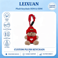 Porte-clés en peluche ours de Noël Kawaii doux avec bonnet tricoté rouge et pull cœur, pendentif de sac en peluche, cadeau de vacances