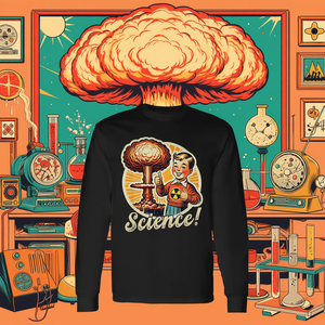 Camiseta de manga larga retro con estampado de explosión de bomba nuclear de ciencia ficción - Product Image 3