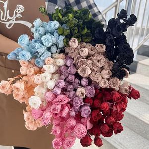 Rose naturelle préservée multi-têtes avec tige, roses éternelles en spray chocolatées pour la décoration intérieure et les arrangements de bouquets de mariage - Product Image 2