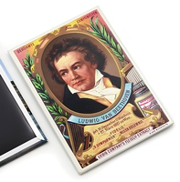 Aimant de réfrigérateur rectangulaire en fer blanc avec impression couleur et support magnétique noir pour articles de musée