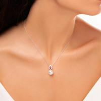 Lixin 925 Argent Perle Zircon Rubine Ensemble De Mariée Plaqué Or Goutte D'eau Boucles D'oreilles Collier pour Fiançailles ou Cadeau De Noël