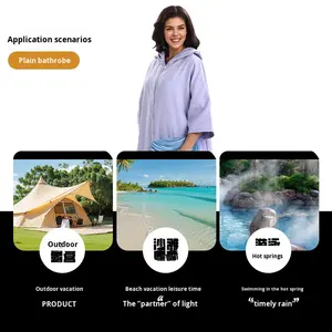 <span class=keywords><strong>Peignoir</strong></span> de bain à manches zippées, serviette de plage, serviette de bain à séchage rapide, protection solaire, pour la plongée et le surf transfrontalier - Product Image 4