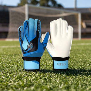 High Quality Custom Desgin Blue and White Soccer Goalkeeper Gloves 4mm Flat Palm German Latex - Product Image 5