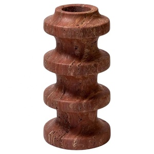 Surface aiguisée par collection rouge antique de vase et de pot de fleur de flore de pierre de travertin - Product Image 1