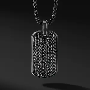 Großhandel Gravur Edelstahl Blank Metall DogTag Männer Zirkon Sublimation Herren Dog Tag Halskette Für Männer