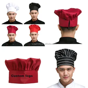 Elastic Adjustable Hotel Kitchen Waiter'S Work Hat Pleated White Baker Chef Hat Pastry Factory Mushroom Cotton Hats