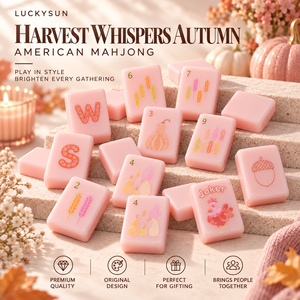 Exclusivo Juego de Mahjong Americano de 160 Piezas con Temática de Cosecha de Otoño en Rosa, Fichas de Mahjong Acrílicas para la Fiesta de Acción de Gracias - Product Image 1