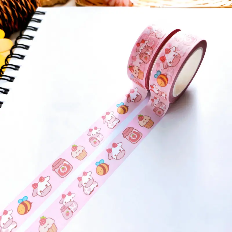 2022 custom wholesale pink printed kawaii washi tape set