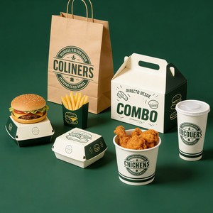 Scatola Personalizzata in Carta Kraft Ecologica per Hamburger, Pollo Fritto, Pizza da Asporto, Contenitore per Fast Food - Product Image 1