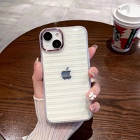 Nouvelle Arrivée Coque de Protection Électroplaquée Multicolore à Rayures Transparentes pour iPhone 11 12 13 14 15 16 17 18 Pro Max