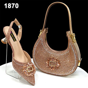 Bestway Tacones de alta calidad <span class=keywords><strong>Zapatos</strong></span> elegantes y conjunto de bolsos con piedras para damas Telas de encaje - Product Image 2