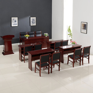 Table de conférence Shengdan en placage de bois massif 180 cm, bureau de salle de réunion avec ensemble de chaises - Product Image 2