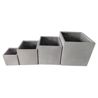 Lot de 4 pots de fleurs carrés en fibre d'argile pour l'intérieur et l'extérieur, pour la décoration de jardin.