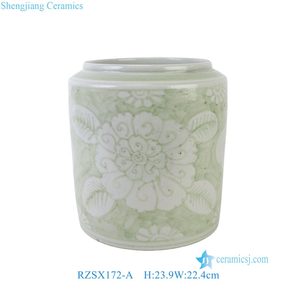 RZSX172-A-B Vaso da Tavolo in Ceramica con Motivo Floreale Verde, Marrone e <span class=keywords><strong>Bianco</strong></span>, Portapenne - Product Image 2
