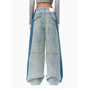 Pantalones Vaqueros Cargo Personalizados con Múltiples Bolsillos para Mujer, Estilo Urbano, Azul Claro, Holgados, Vintage, Desgastados, de Algodón Lavado - Product Image 5