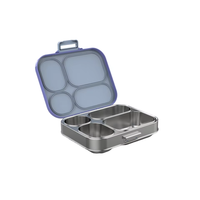 Boîte à lunch en acier inoxydable pour enfants avec récipient à trempette assorti, récipient à bento en métal à 4 compartiments pour l'école et le bureau