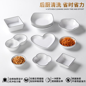 Xiangyuan <b>melamine</b> tableware <b>plates</b>, creative white with black lines, dipping sauce dishes, hot pot and barbecue side dish, - Product Image 4