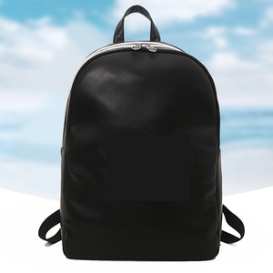 Solid Color Outdoor Travel <b>Backpack</b> Black Unisex <b>Waterproof</b> Casual Sports <b>Backpack</b> Large Capacity PU Texture Stitching Print - Product Image 2