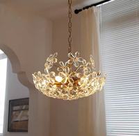 Luminaire suspendu LED de luxe, luminaire pour salle à manger, dressing, salon, luminaire suspendu en forme de fleur en cristal
