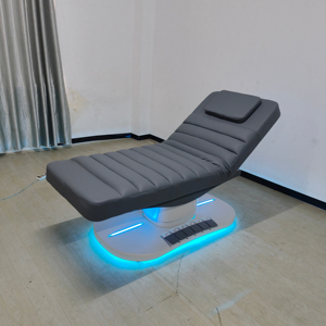 Camilla de masaje de cuero marrón chocolate DM, superventas, de lujo, para salón, con tres motores, eléctrica, para cosmética y masajes. - Product Image 2