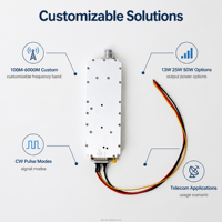 Module amplificateur de puissance RF GUORESOUN 3400-3600MHz 13W/25W/50W Gain 48dB Faible bruit Télécommande Résistant à l'eau Intérieur/Extérieur