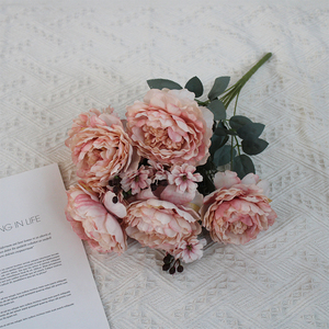 Fleurs Artificielles 11 Têtes, <span class=keywords><strong>Bouquet</strong></span> <span class=keywords><strong>de</strong></span> Pivoines Effet <span class=keywords><strong>Peinture</strong></span> à l'Huile, <span class=keywords><strong>Pivoine</strong></span> à Mille Feuilles, Vente en Gros pour l'Exportation YHMD-259, Décoration d'Intérieur - Product Image 6