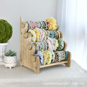 Wooden <b>Desktop</b> Jewelry <b>Organizer</b> 4 Layer Storage Rack <b>For</b> Bracelets Bangles Accessories Display Shelf - Product Image 2