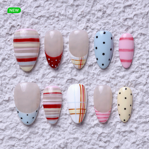 <span class=keywords><strong>Uñas</strong></span> Postizas Artificiales Nuevas al por Mayor, 10 Piezas, <span class=keywords><strong>Uñas</strong></span> Acrílicas Francesas Pintadas a Mano, Cobertura Completa, Diseño Personalizado Hermoso - Product Image 3